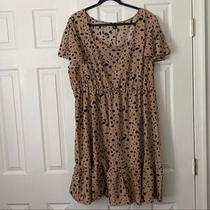 SHEIN Brown and Black Polka Dot Dress